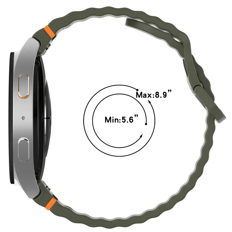 Silikonarmband mit Wellenmuster und Schnellverschluss, passend für Samsung Galaxy Watch 4 (44 mm), Samsung Galaxy Watch 4 (40 mm), Samsung Galaxy Watch 4 Classic (46 mm) und Samsung Galaxy Watch 4 Classic (42 mm).