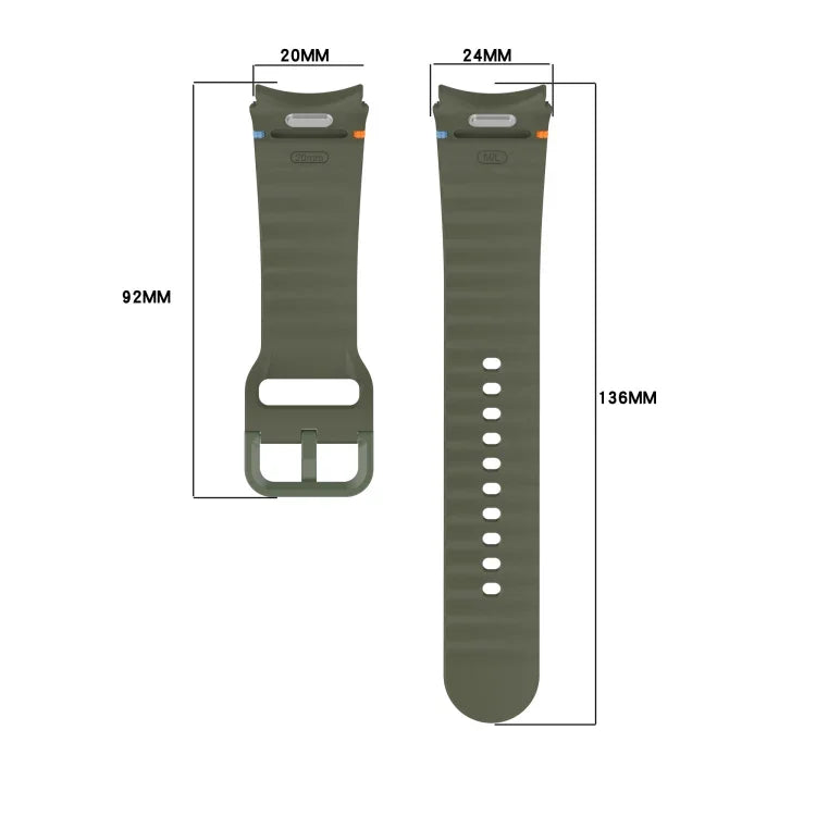 Silikonarmband mit Wellenmuster und Schnellverschluss, passend für Samsung Galaxy Watch 4 (44 mm), Samsung Galaxy Watch 4 (40 mm), Samsung Galaxy Watch 4 Classic (46 mm) und Samsung Galaxy Watch 4 Classic (42 mm).