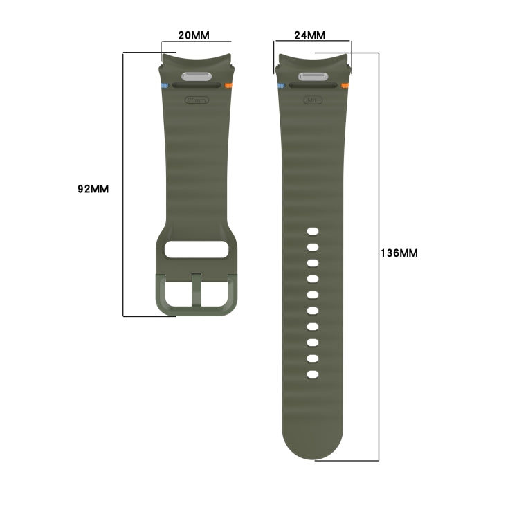 Welliges genähtes Schnellverschluss-Silikon-Uhrenarmband, für Samsung Galaxy Watch 5 Golf Edition, für Samsung Galaxy Watch 5 44mm, für Samsung Galaxy Watch 5 Pro 45mm, für Samsung Galaxy Watch 5 40mm