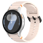 Wavy Grain Stitched Black Buckle Silicone Watch Band, For Samsung Galaxy Watch FE 40mm, For Samsung Galaxy Watch 7 40 / 44mm, For Samsung Galaxy Watch 6 Classic 43 / 47mm, For Samsung Galaxy Watch 6 40 / 44mm
