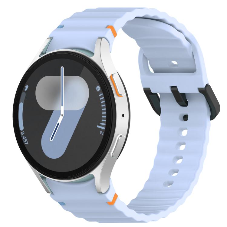 Wavy Grain Stitched Black Buckle Silicone Watch Band, For Samsung Galaxy Watch FE 40mm, For Samsung Galaxy Watch 7 40 / 44mm, For Samsung Galaxy Watch 6 Classic 43 / 47mm, For Samsung Galaxy Watch 6 40 / 44mm
