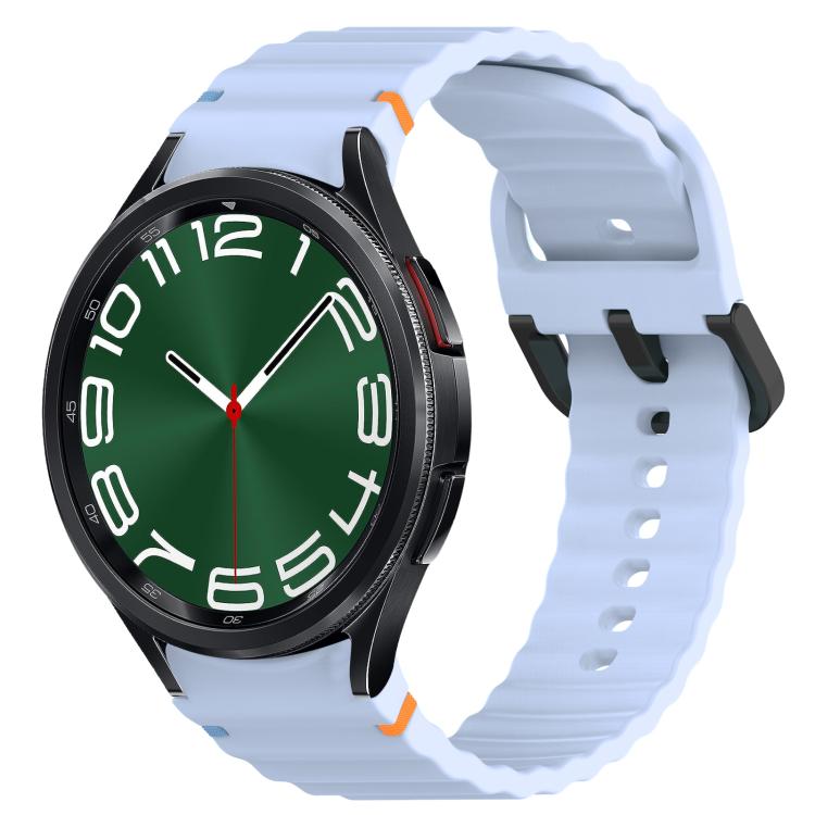 Wavy Grain Stitched Black Buckle Silicone Watch Band, For Samsung Galaxy Watch FE 40mm, For Samsung Galaxy Watch 7 40 / 44mm, For Samsung Galaxy Watch 6 Classic 43 / 47mm, For Samsung Galaxy Watch 6 40 / 44mm