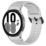 Wavy Grain Stitched Black Buckle Silicone Watch Band, For Samsung Galaxy Watch 5 40 / 44mm, For Samsung Galaxy Watch 5 Pro, For Samsung Galaxy Watch 4 40 / 44mm, For Samsung Galaxy Watch 4 Classic 42 / 46mm