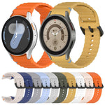 Wavy Grain Stitched Black Buckle Silicone Watch Band, For Samsung Galaxy Watch FE 40mm, For Samsung Galaxy Watch 7 40 / 44mm, For Samsung Galaxy Watch 6 Classic 43 / 47mm, For Samsung Galaxy Watch 6 40 / 44mm