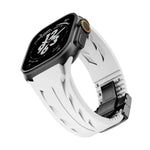 Tailor Edelstahl-Armband mit schwarzer Faltschließe und Silikonverschluss, passend für Apple Watch 44 mm / 45 mm / 46 mm / 49 mm