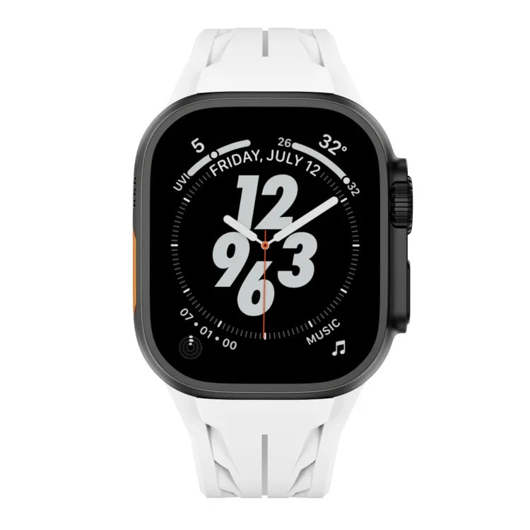 Tailor Edelstahl-Armband mit schwarzer Faltschließe und Silikonverschluss, passend für Apple Watch 44 mm / 45 mm / 46 mm / 49 mm
