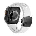Tailor Edelstahl-Armband mit schwarzer Faltschließe und Silikonverschluss, passend für Apple Watch 44 mm / 45 mm / 46 mm / 49 mm
