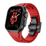 Tailor Edelstahl-Armband mit schwarzer Faltschließe und Silikonverschluss, passend für Apple Watch 44 mm / 45 mm / 46 mm / 49 mm