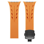 Tailor Edelstahl-Armband mit schwarzer Faltschließe und Silikonverschluss, passend für Apple Watch 44 mm / 45 mm / 46 mm / 49 mm