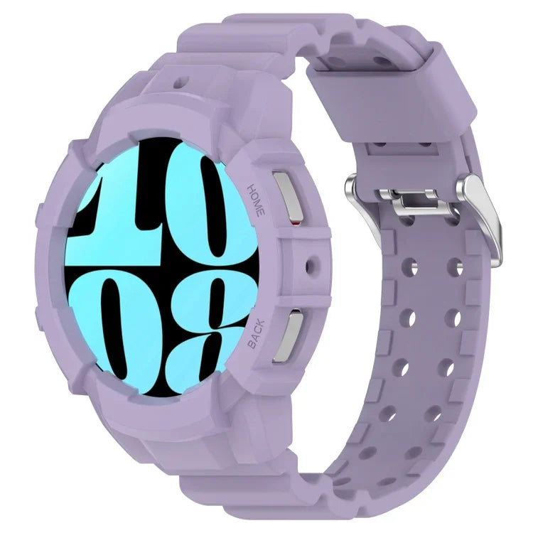 Armor Silicone Watch Band with Watch Case Set, For Samsung Galaxy Watch 7 44mm, For Samsung Galaxy Watch 7 40mm