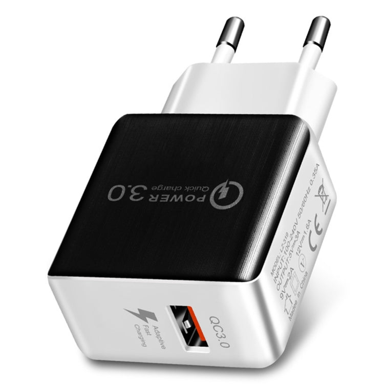 1USB QC 3.0 Drahtziehendes Schnellladegerät EU Stecker, QC 3.0 Schwarz, QC 3.0 Weiß