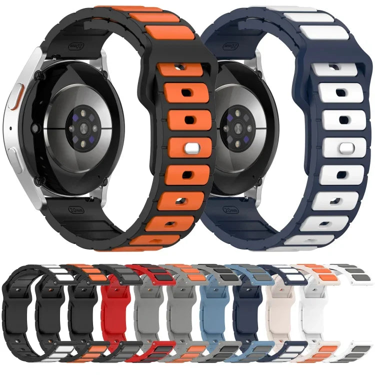 Zweifarbiges, I-förmiges Silikon-Uhrenarmband, für Samsung Galaxy Watch 20 mm und 22 mm