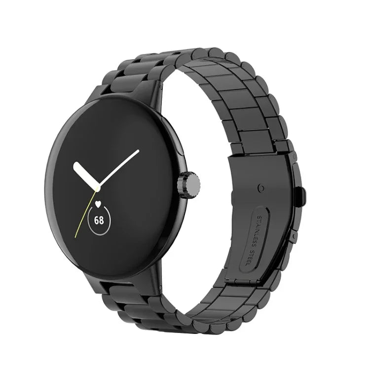 Dreifach-Perlen-Armband aus Edelstahl mit integrierter Faltschließe, für Google Pixel Watch 4 / Watch 3 (45 mm)