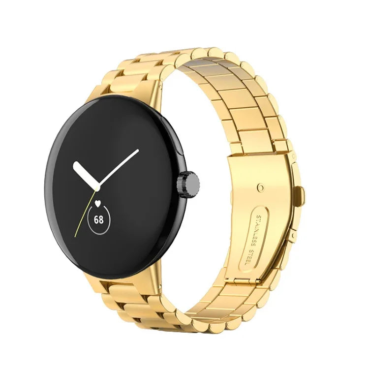 Dreifach-Perlen-Armband aus Edelstahl mit integrierter Faltschließe, für Google Pixel Watch 4 / Watch 3 (45 mm)