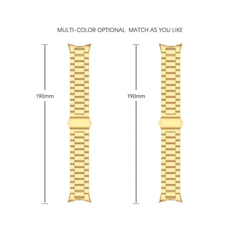 Dreifach-Perlen-Armband aus Edelstahl mit integrierter Faltschließe, für Google Pixel Watch 4 / Watch 3 (45 mm)