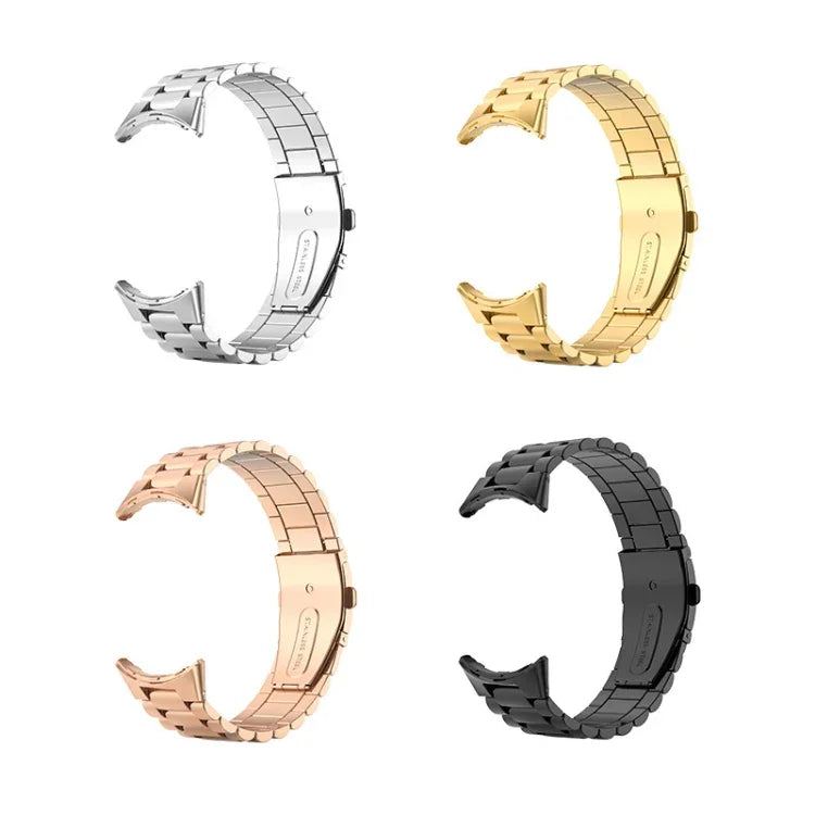 Dreifach-Perlen-Armband aus Edelstahl mit integrierter Faltschließe, für Google Pixel Watch 4 / Watch 3 (45 mm)