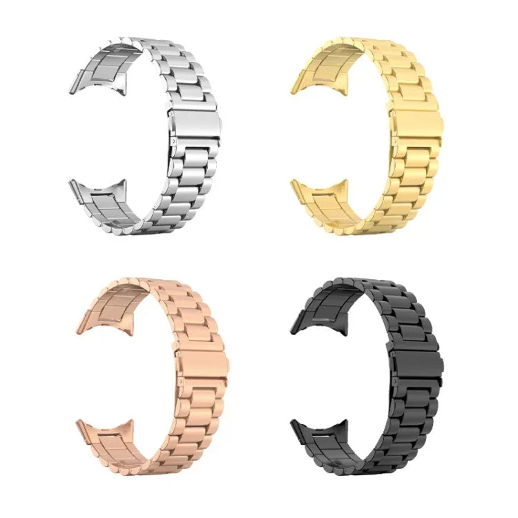 Dreifach-Perlen-Armband aus Edelstahl mit integrierter Faltschließe, für Google Pixel Watch 4 / Watch 3 (45 mm)