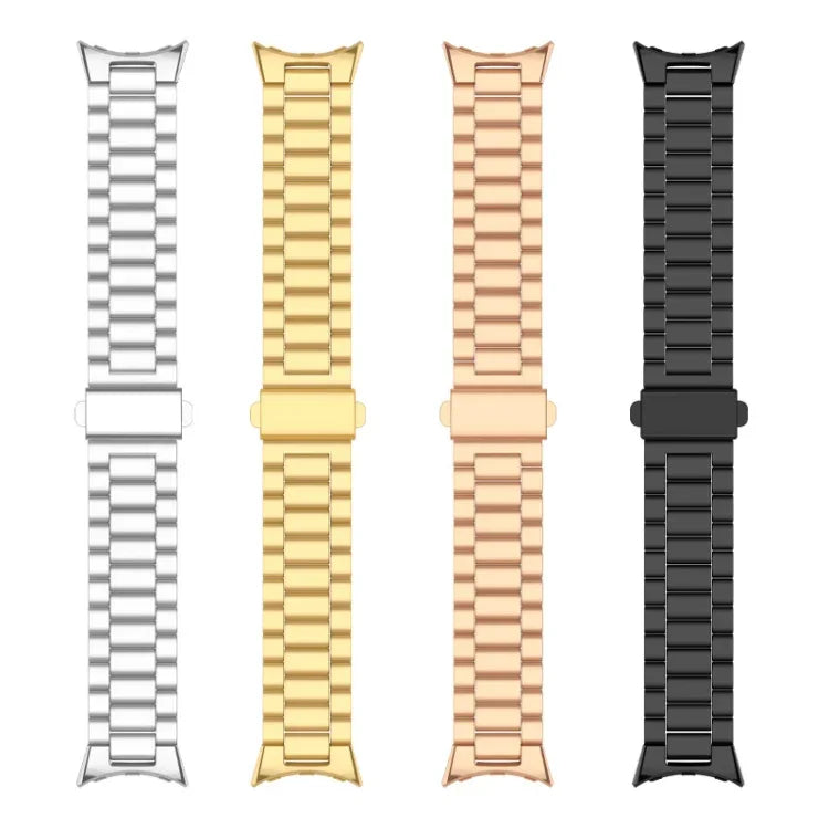 Dreifach-Perlen-Armband aus Edelstahl mit integrierter Faltschließe, für Google Pixel Watch 4 / Watch 3 (45 mm)