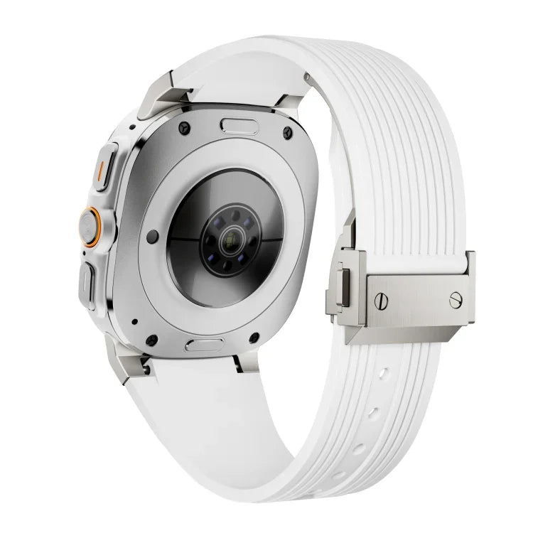 Silikonarmband mit Titan-Verbinder, silberner Schnalle, für Samsung Galaxy Watch Ultra 47 mm / Ultra 2025