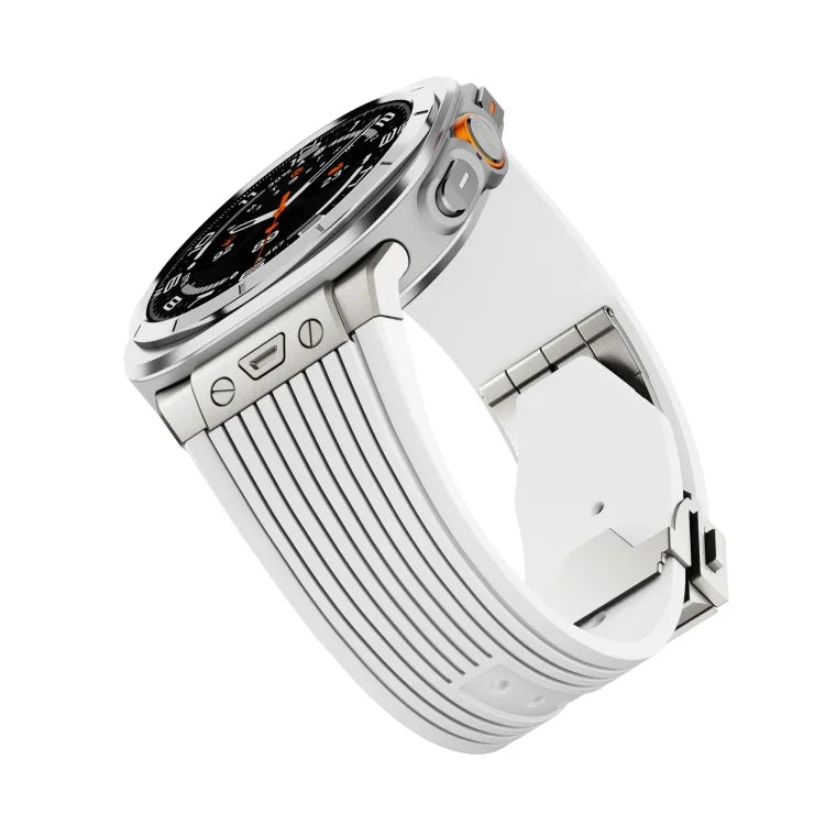 Silikonarmband mit Titan-Verbinder, silberner Schnalle, für Samsung Galaxy Watch Ultra 47 mm / Ultra 2025