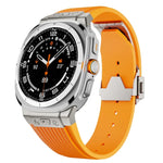 Silikonarmband mit Titan-Verbinder, silberner Schnalle, für Samsung Galaxy Watch Ultra 47 mm / Ultra 2025