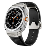 Silikonarmband mit Titan-Verbinder, silberner Schnalle, für Samsung Galaxy Watch Ultra 47 mm / Ultra 2025