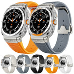 Silikonarmband mit Titan-Verbinder, silberner Schnalle, für Samsung Galaxy Watch Ultra 47 mm / Ultra 2025