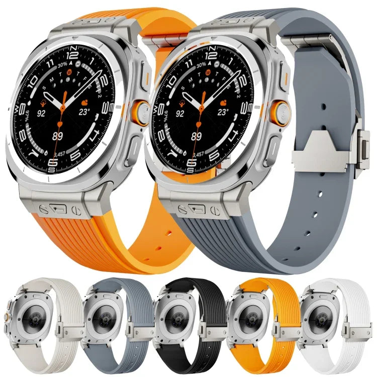 Silikonarmband mit Titan-Verbinder, silberner Schnalle, für Samsung Galaxy Watch Ultra 47 mm / Ultra 2025