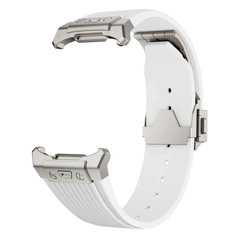 Silikonarmband mit Titan-Verbinder, silberner Schnalle, für Samsung Galaxy Watch Ultra 47 mm / Ultra 2025