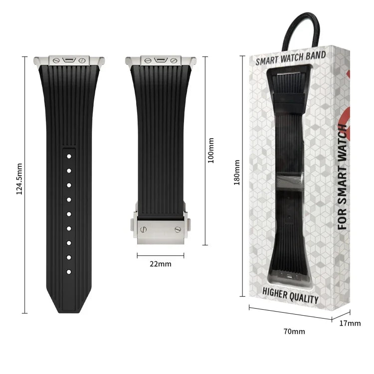 Silikonarmband mit Titan-Verbinder, silberner Schnalle, für Samsung Galaxy Watch Ultra 47 mm / Ultra 2025
