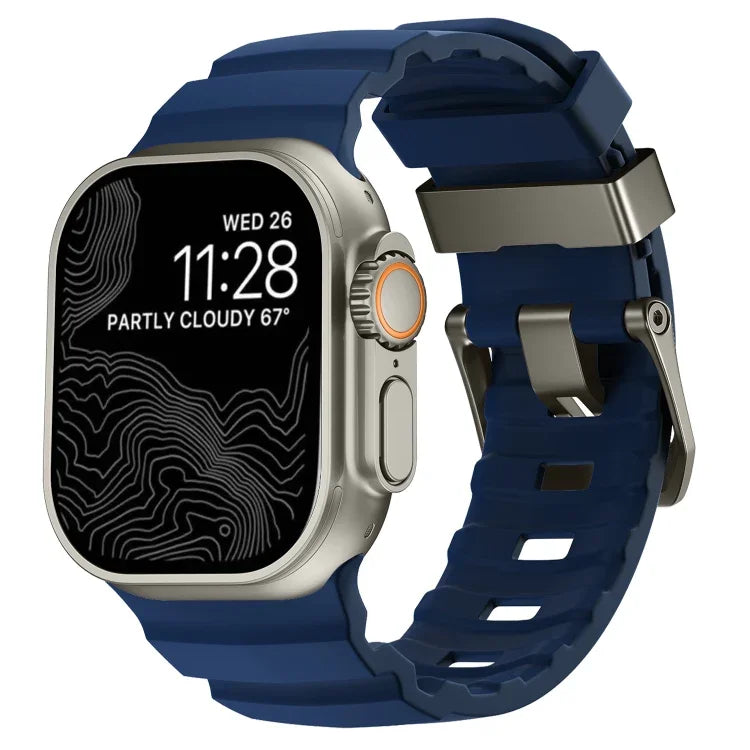 Wild Path Grey Buckle Thickened Silicone Watch Band, For Apple Watch 46mm / 49mm / 45mm / 44mm