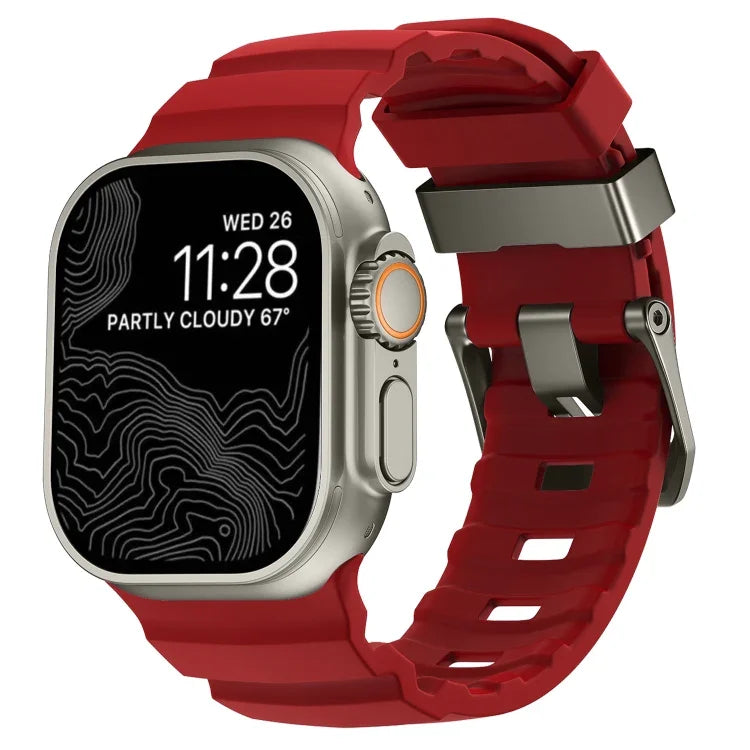 Wild Path Grey Buckle Thickened Silicone Watch Band, For Apple Watch 46mm / 49mm / 45mm / 44mm