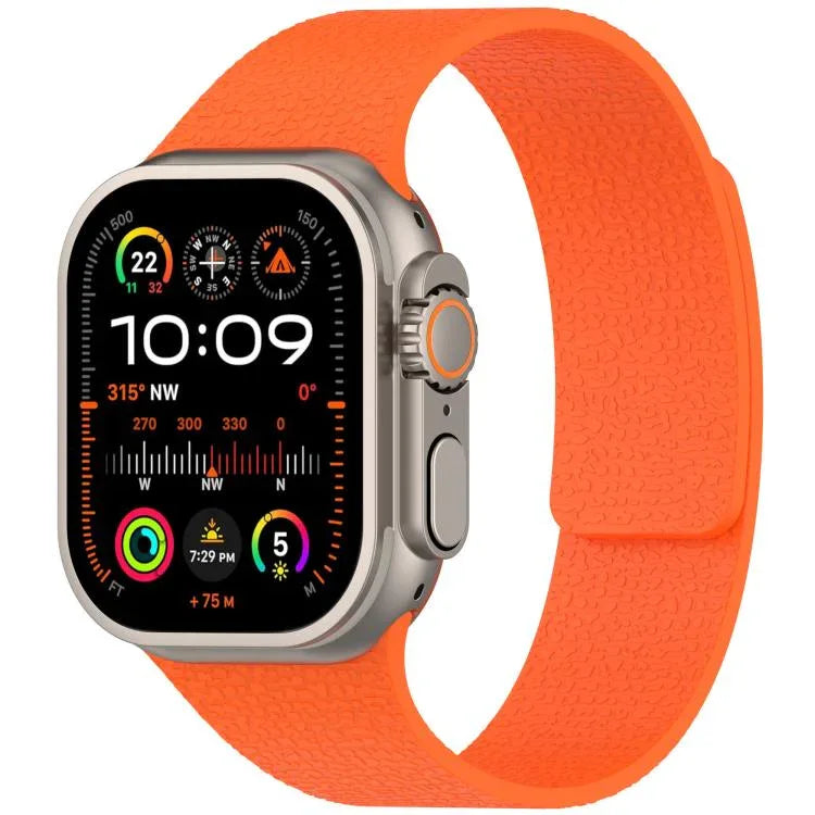 Magnetisches Silikon-Uhrenarmband mit Litschi-Textur, für Apple Watch 46 mm / 49 mm / 45 mm / 44 mm, für Apple Watch 42 mm / 41 mm / 40 mm / 38 mm