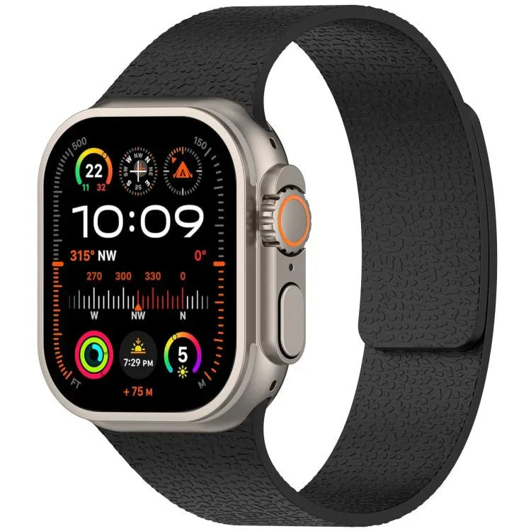 Magnetisches Silikon-Uhrenarmband mit Litschi-Textur, für Apple Watch 46 mm / 49 mm / 45 mm / 44 mm, für Apple Watch 42 mm / 41 mm / 40 mm / 38 mm