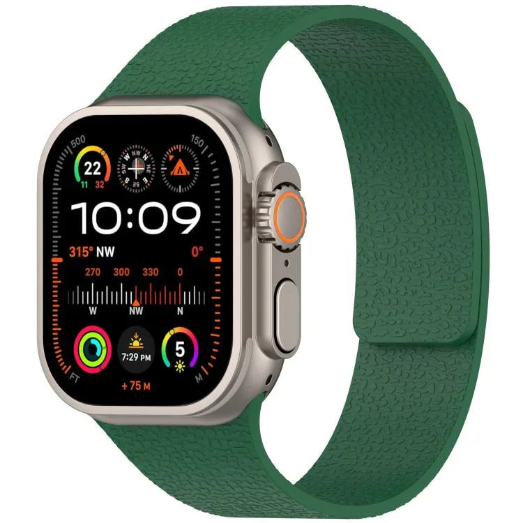 Magnetisches Silikon-Uhrenarmband mit Litschi-Textur, für Apple Watch 46 mm / 49 mm / 45 mm / 44 mm, für Apple Watch 42 mm / 41 mm / 40 mm / 38 mm