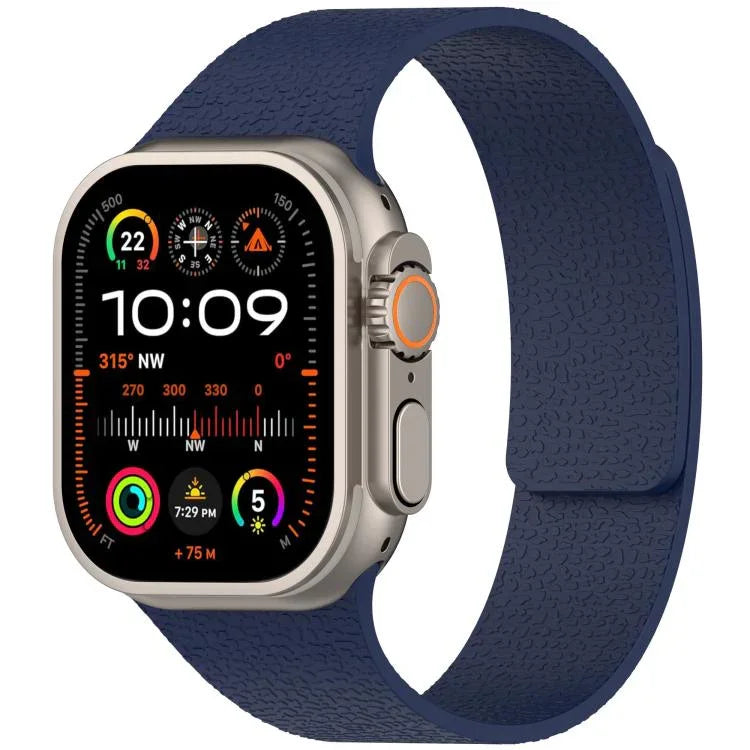 Magnetisches Silikon-Uhrenarmband mit Litschi-Textur, für Apple Watch 46 mm / 49 mm / 45 mm / 44 mm, für Apple Watch 42 mm / 41 mm / 40 mm / 38 mm