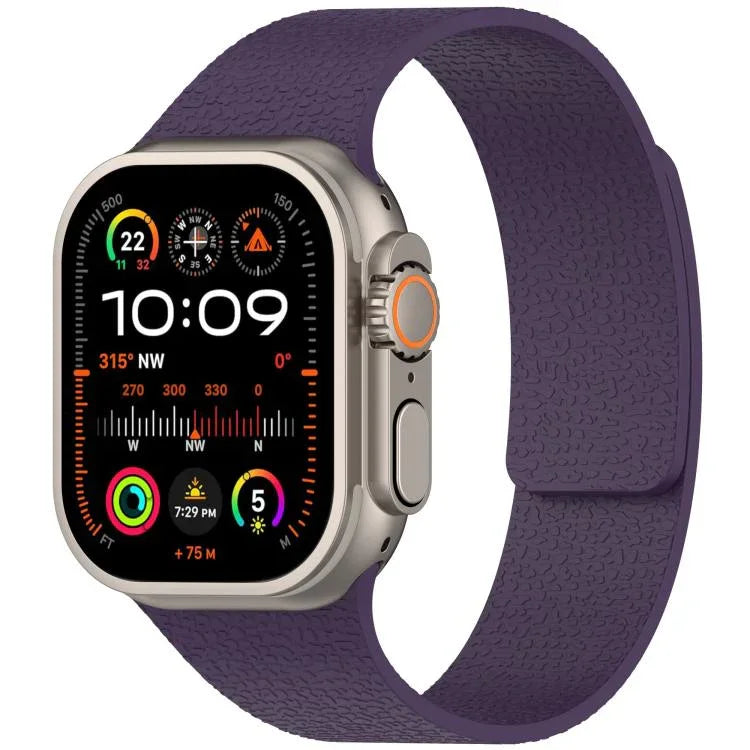Magnetisches Silikon-Uhrenarmband mit Litschi-Textur, für Apple Watch 46 mm / 49 mm / 45 mm / 44 mm, für Apple Watch 42 mm / 41 mm / 40 mm / 38 mm