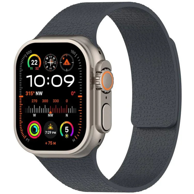 Magnetisches Silikon-Uhrenarmband mit Litschi-Textur, für Apple Watch 46 mm / 49 mm / 45 mm / 44 mm, für Apple Watch 42 mm / 41 mm / 40 mm / 38 mm