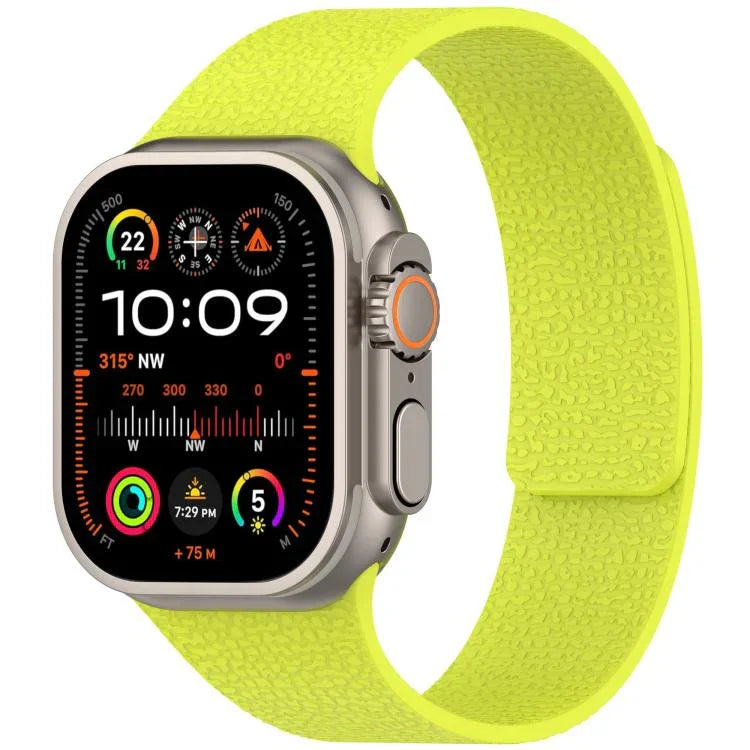 Magnetisches Silikon-Uhrenarmband mit Litschi-Textur, für Apple Watch 46 mm / 49 mm / 45 mm / 44 mm, für Apple Watch 42 mm / 41 mm / 40 mm / 38 mm