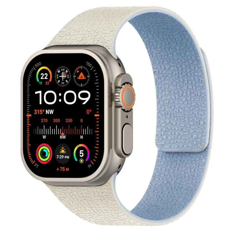 Magnetisches Silikon-Uhrenarmband mit Litschi-Textur, für Apple Watch 46 mm / 49 mm / 45 mm / 44 mm, für Apple Watch 42 mm / 41 mm / 40 mm / 38 mm