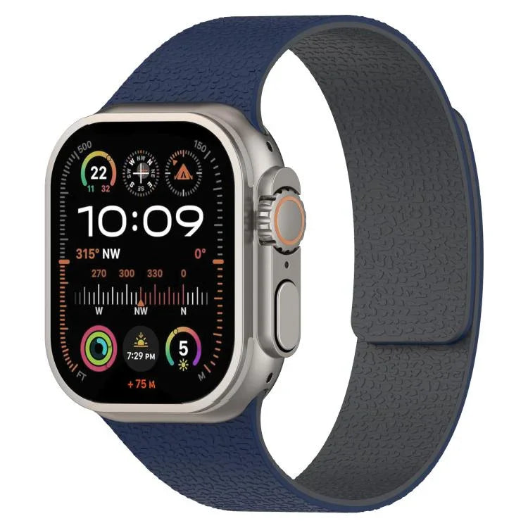 Magnetisches Silikon-Uhrenarmband mit Litschi-Textur, für Apple Watch 46 mm / 49 mm / 45 mm / 44 mm, für Apple Watch 42 mm / 41 mm / 40 mm / 38 mm