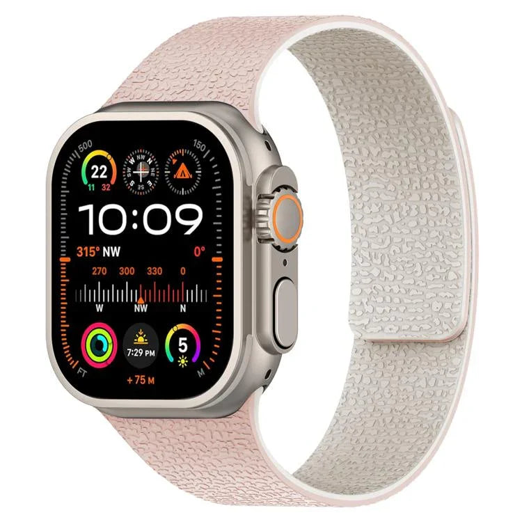 Magnetisches Silikon-Uhrenarmband mit Litschi-Textur, für Apple Watch 46 mm / 49 mm / 45 mm / 44 mm, für Apple Watch 42 mm / 41 mm / 40 mm / 38 mm