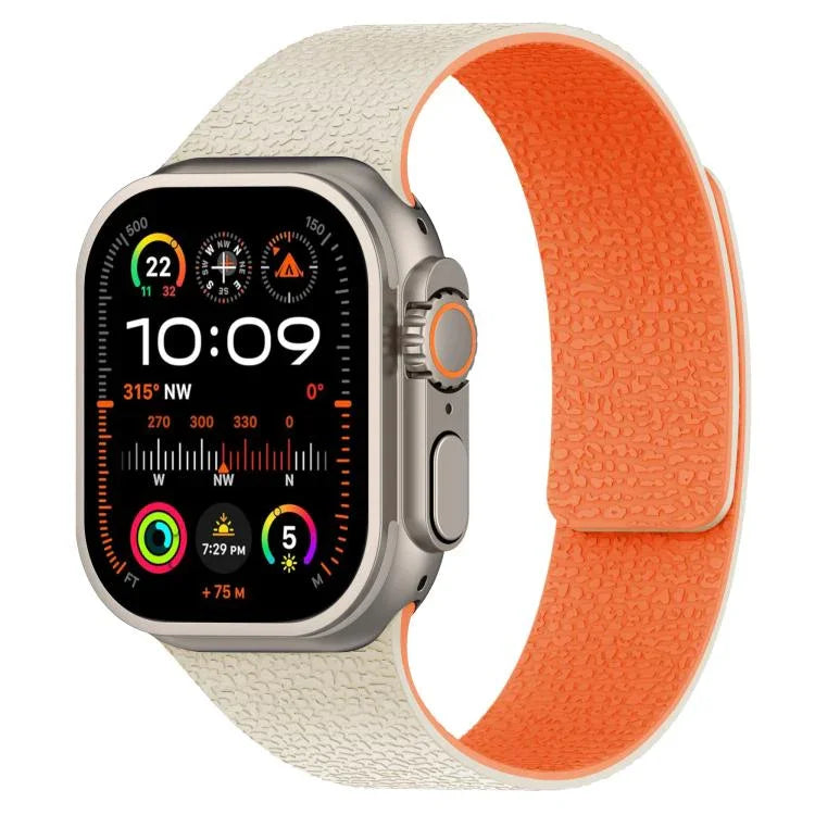 Magnetisches Silikon-Uhrenarmband mit Litschi-Textur, für Apple Watch 46 mm / 49 mm / 45 mm / 44 mm, für Apple Watch 42 mm / 41 mm / 40 mm / 38 mm