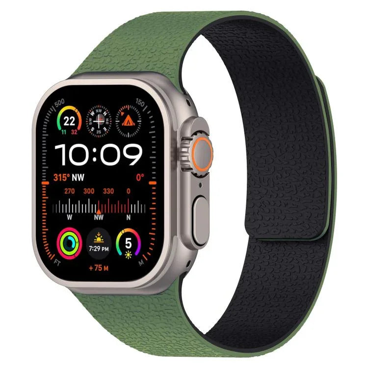 Magnetisches Silikon-Uhrenarmband mit Litschi-Textur, für Apple Watch 46 mm / 49 mm / 45 mm / 44 mm, für Apple Watch 42 mm / 41 mm / 40 mm / 38 mm