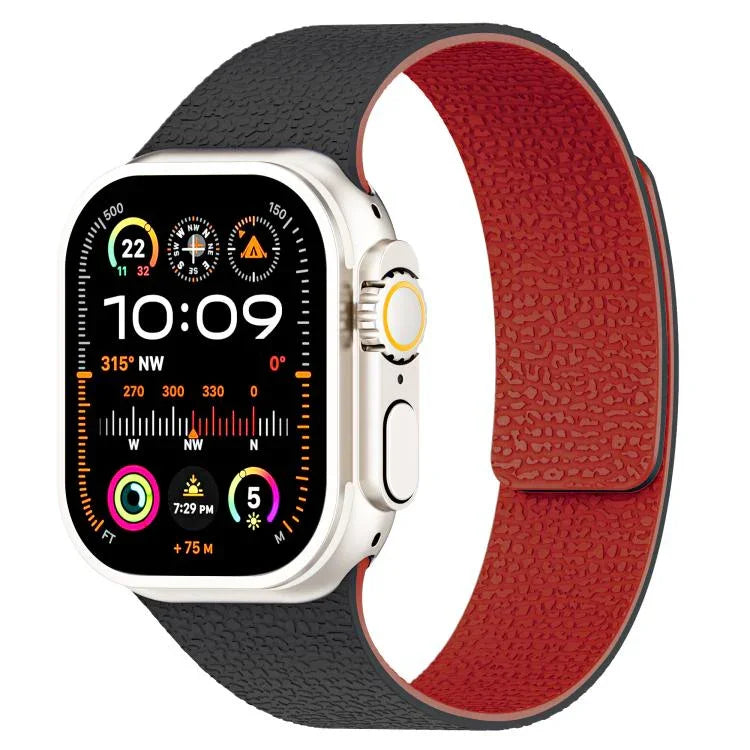Magnetisches Silikon-Uhrenarmband mit Litschi-Textur, für Apple Watch 46 mm / 49 mm / 45 mm / 44 mm, für Apple Watch 42 mm / 41 mm / 40 mm / 38 mm