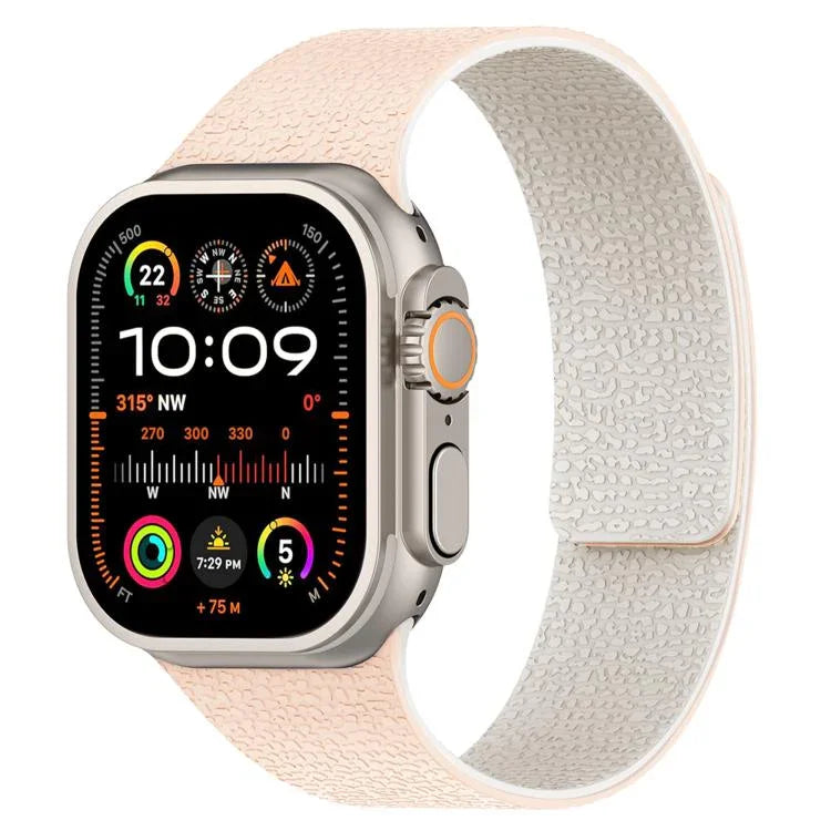 Magnetisches Silikon-Uhrenarmband mit Litschi-Textur, für Apple Watch 46 mm / 49 mm / 45 mm / 44 mm, für Apple Watch 42 mm / 41 mm / 40 mm / 38 mm