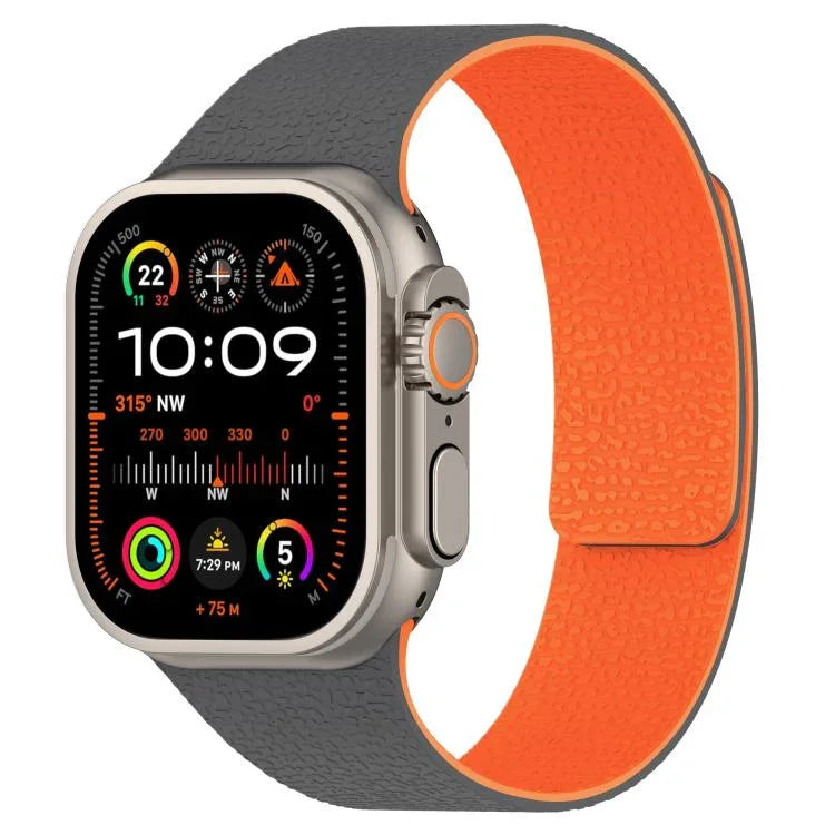 Magnetisches Silikon-Uhrenarmband mit Litschi-Textur, für Apple Watch 46 mm / 49 mm / 45 mm / 44 mm, für Apple Watch 42 mm / 41 mm / 40 mm / 38 mm