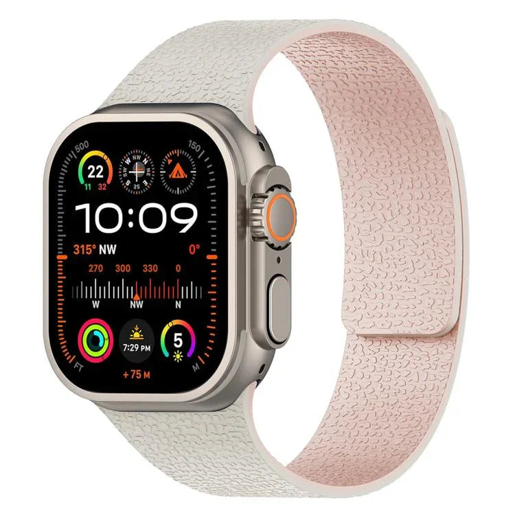 Magnetisches Silikon-Uhrenarmband mit Litschi-Textur, für Apple Watch 46 mm / 49 mm / 45 mm / 44 mm, für Apple Watch 42 mm / 41 mm / 40 mm / 38 mm