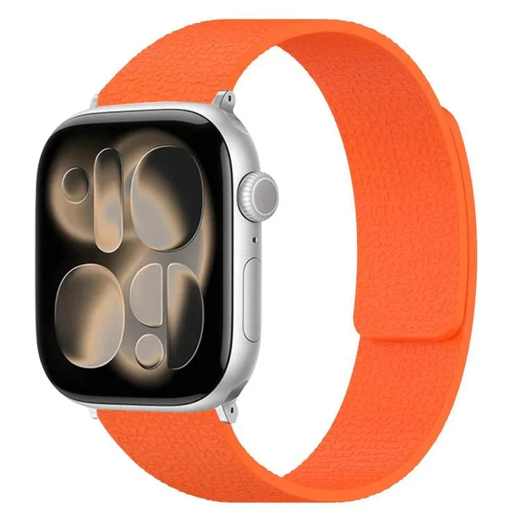 Magnetisches Silikon-Uhrenarmband mit Litschi-Textur, für Apple Watch 46 mm / 49 mm / 45 mm / 44 mm, für Apple Watch 42 mm / 41 mm / 40 mm / 38 mm