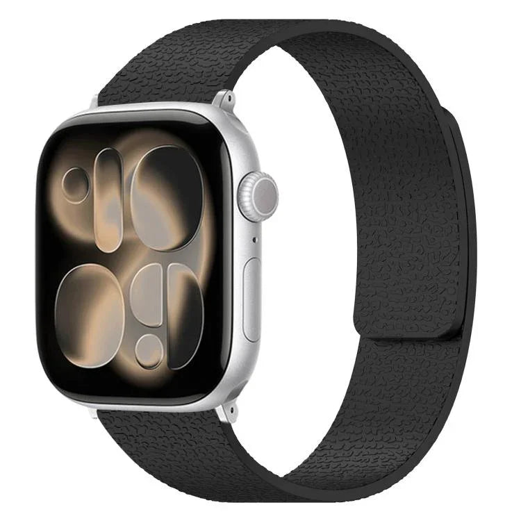 Magnetisches Silikon-Uhrenarmband mit Litschi-Textur, für Apple Watch 46 mm / 49 mm / 45 mm / 44 mm, für Apple Watch 42 mm / 41 mm / 40 mm / 38 mm